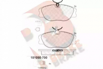 R BRAKE rb1098700 -  Комплект тормозных колодок, дисковый тормоз